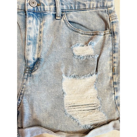 So High Rise Vintage Stretch Mom Short Roll Cuff Jean Blue Distressed Kohl's 13 - Picture 6 of 12